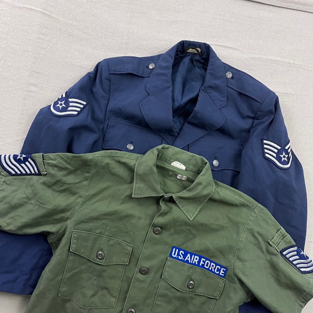 OG-107 US Air Force Military Coat Shirt 38R 15.5 Blue Green Vintage 2pc Bundle